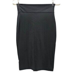 NWD Simlu Womens Small Skirt Faux Leather Pencil Fitted Black Knee Length Party
